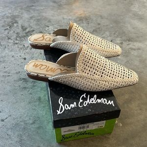 Sam Edelman Woven White Mules